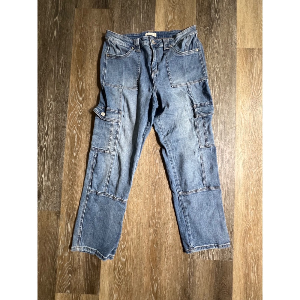 Altar'd State Cargo Jeans‎ Womens 31 Blue Excellent Medium Wash Utility Straight